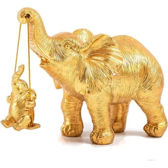 Elephant Statue Decor - Good Luck Elephant Figurines - Shelf Decor - Picture 2 of 2